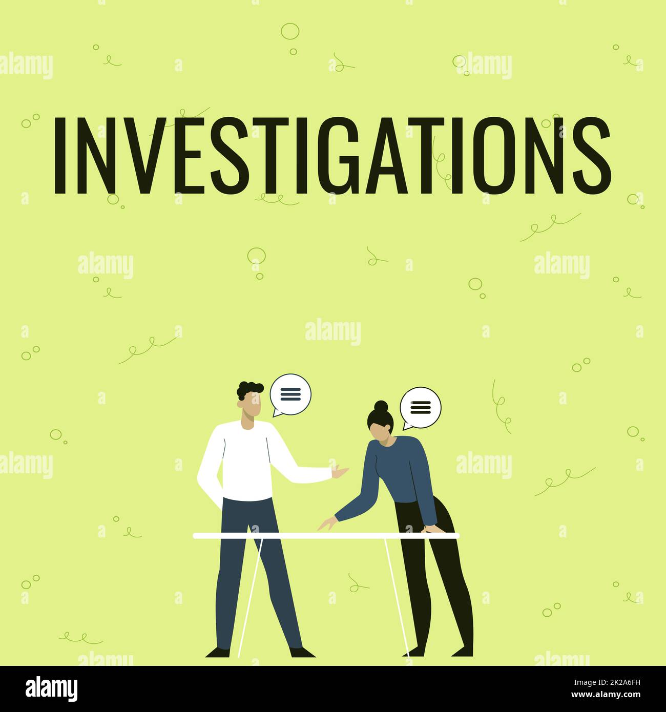 Text showing inspiration Investigations. Conceptual photo The formal action or systematic examination about something Partners Sharing New Ideas For Skill Improvement Work Strategies. Stock Photo
