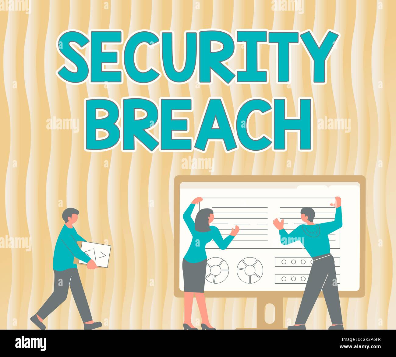 Inspiration showing sign Security Breach. Business overview incident that results in unauthorized access of data Colleagues Drawing Standing Beside Table Projection Graph Chart Stock Photo