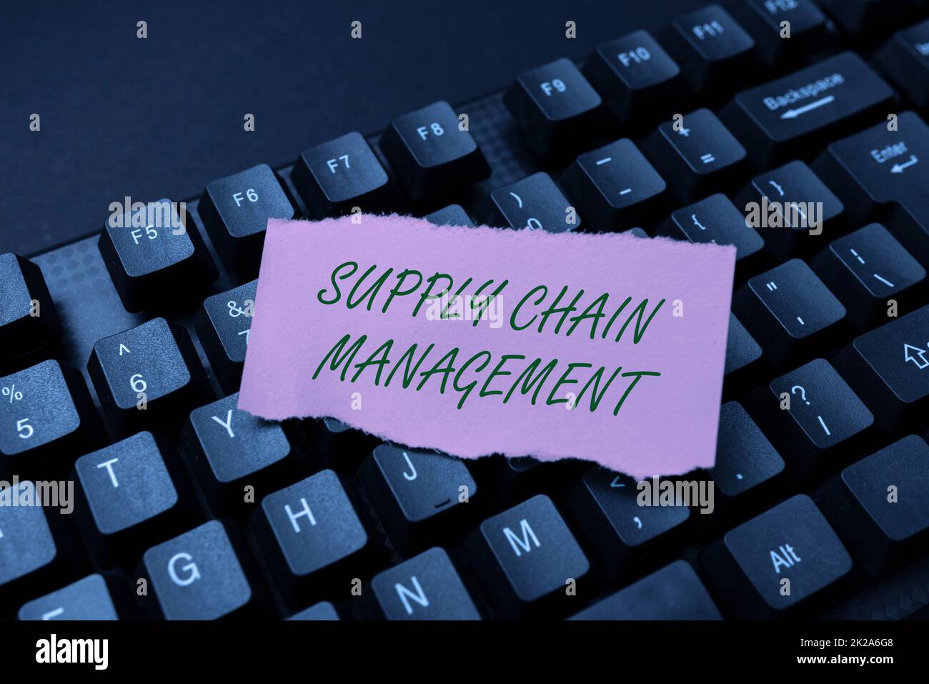 Hand writing sign Supply Chain Management. Conceptual photo management of the flow of goods and services Abstract Typing Lesson And Lecture Plans, Retyping Song Lyrics Stock Photo