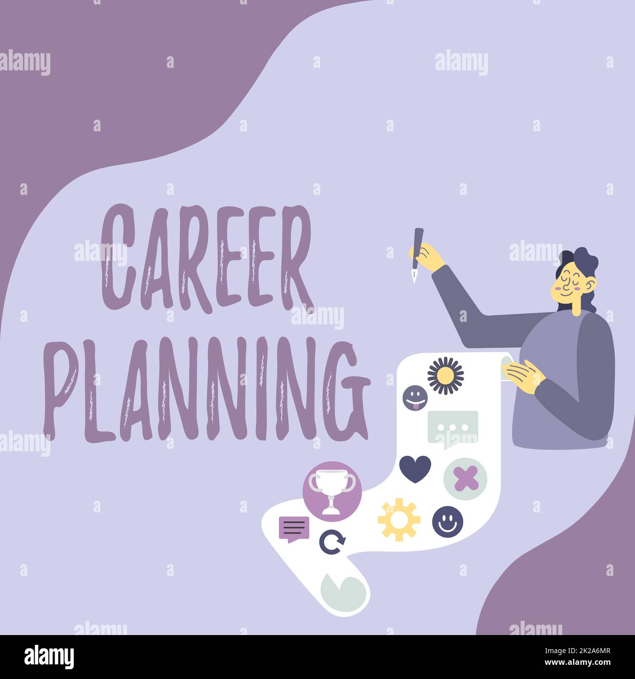 Sign displaying Career Planning. Word Written on A list of goals and