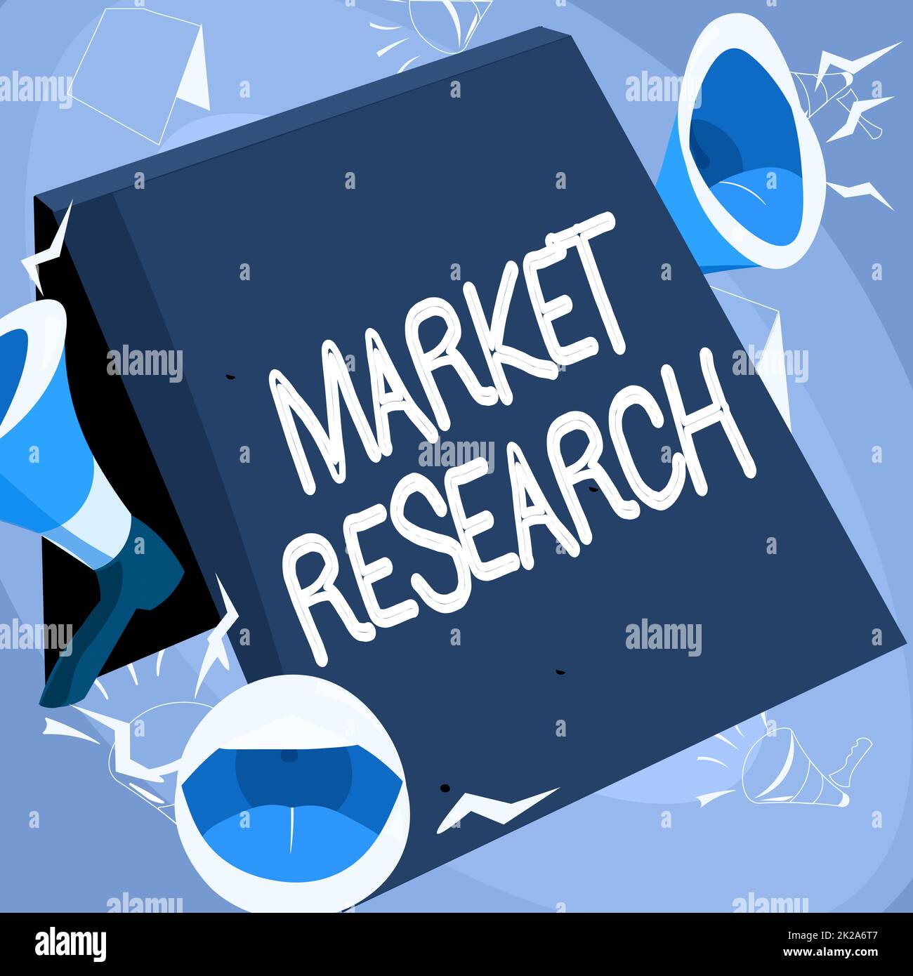 Conceptual display Market Research. Concept meaning gathering information about consumers needs and preferences Lips Megaphones Loudly Making New Announcement To The Public. Stock Photo