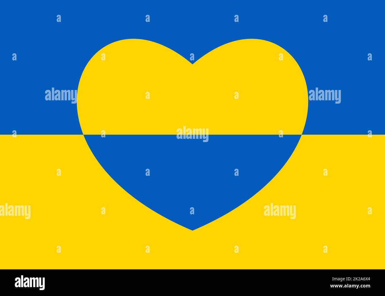 Ukraine flag icon in the shape of heart. Abstract patriotic ukrainian flag with love symbol. Blue and yellow conceptual idea - with Ukraine in his heart. Support for the country during the occupation. Stock Photo