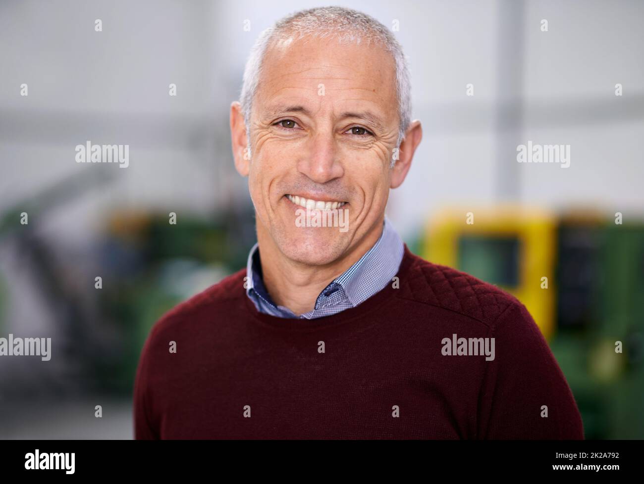 Hes in charge of this operation. Cropped portrait of a mature factory manager. Stock Photo