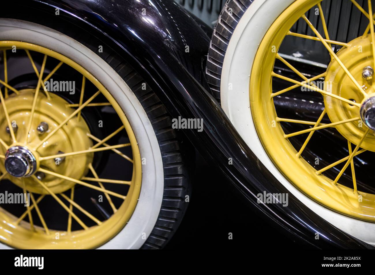 Spare wheel on classic retro car Stock Photo