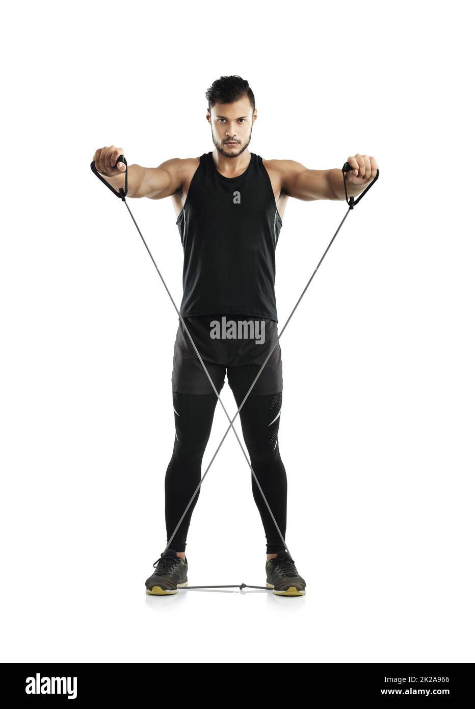 Resistance training really works. Studio shot of a young man working