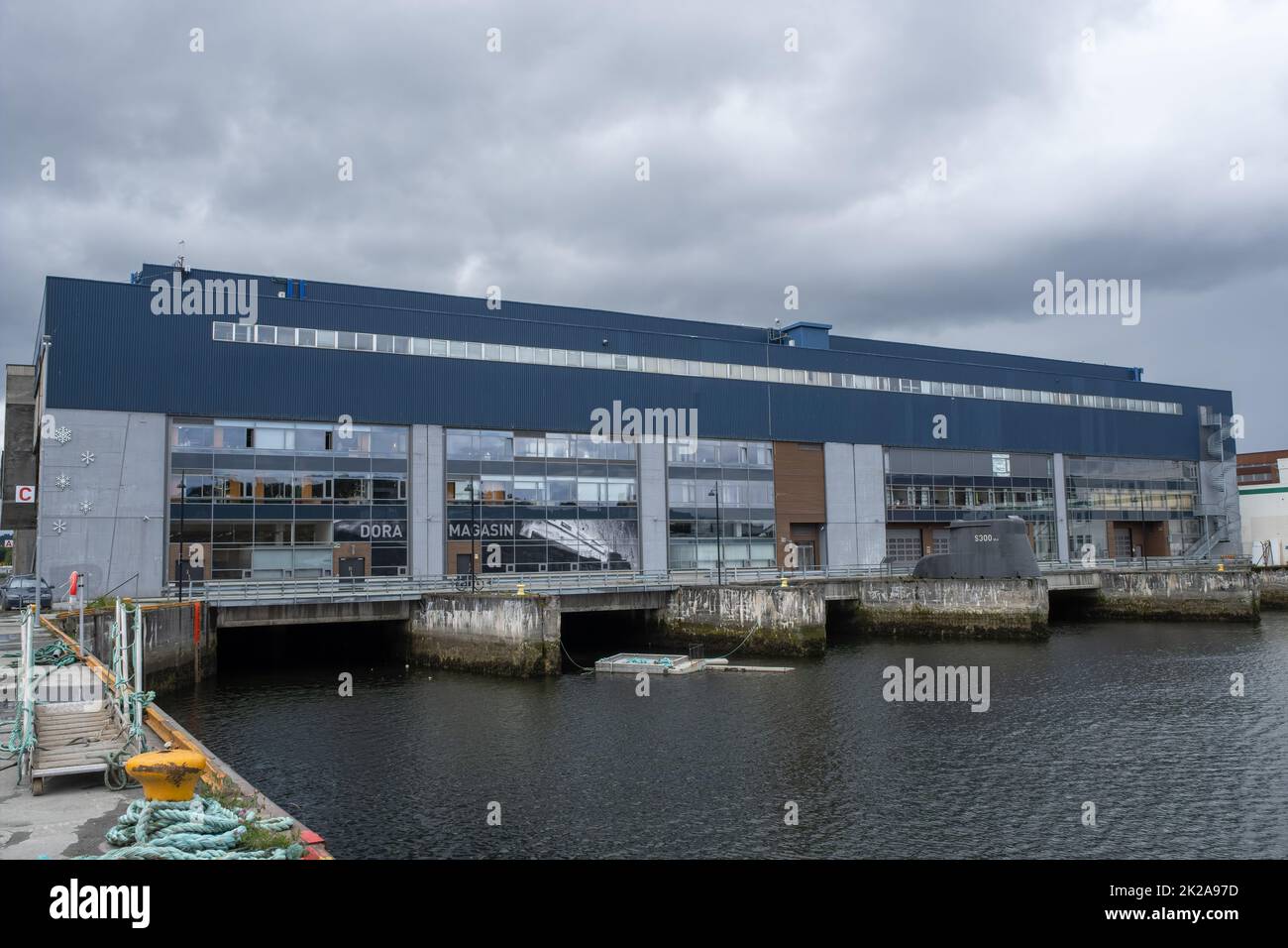Trondheim, Norway - July 05, 2022: Dora I. This U-boat bunker is located in Trondheim. It had a capacity of 15 boats. Summer cloudy day. Selective foc Stock Photo