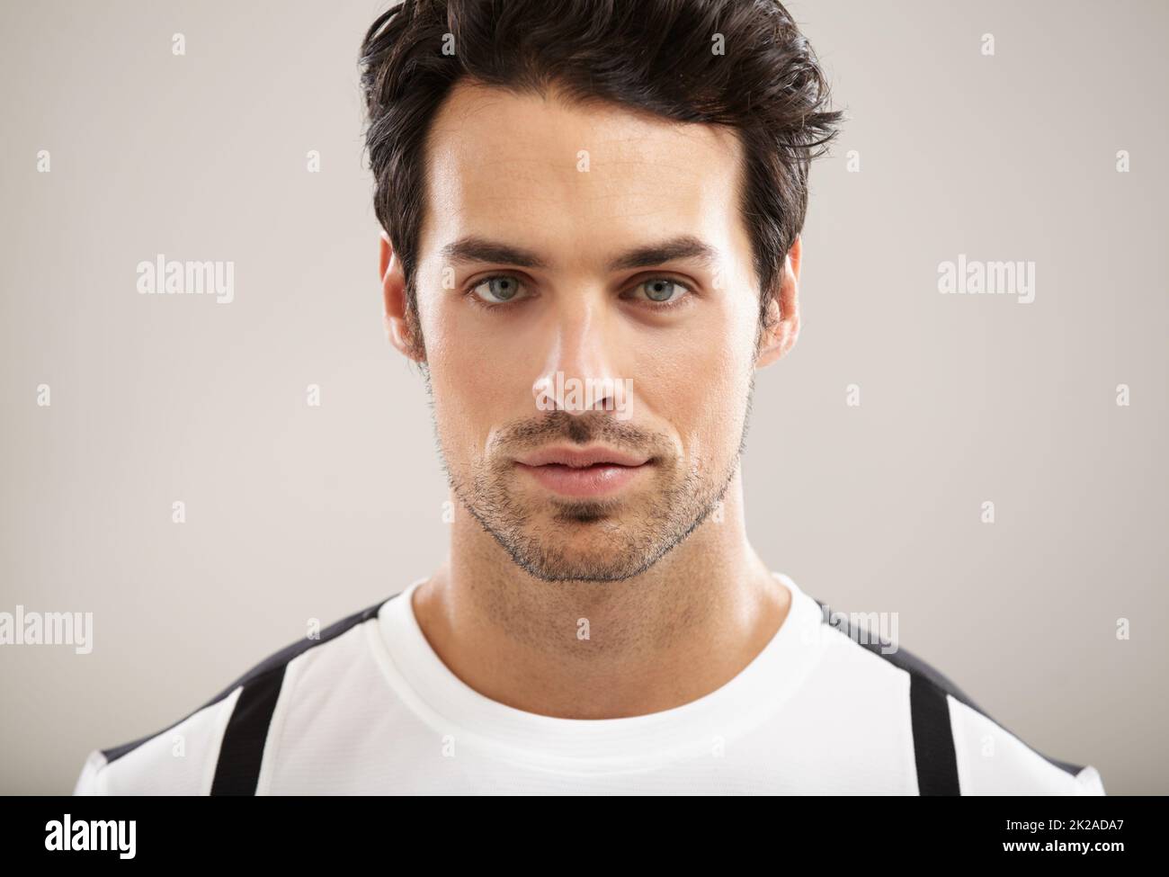 Focused on getting fit. Portrait of a handsome young man. Stock Photo