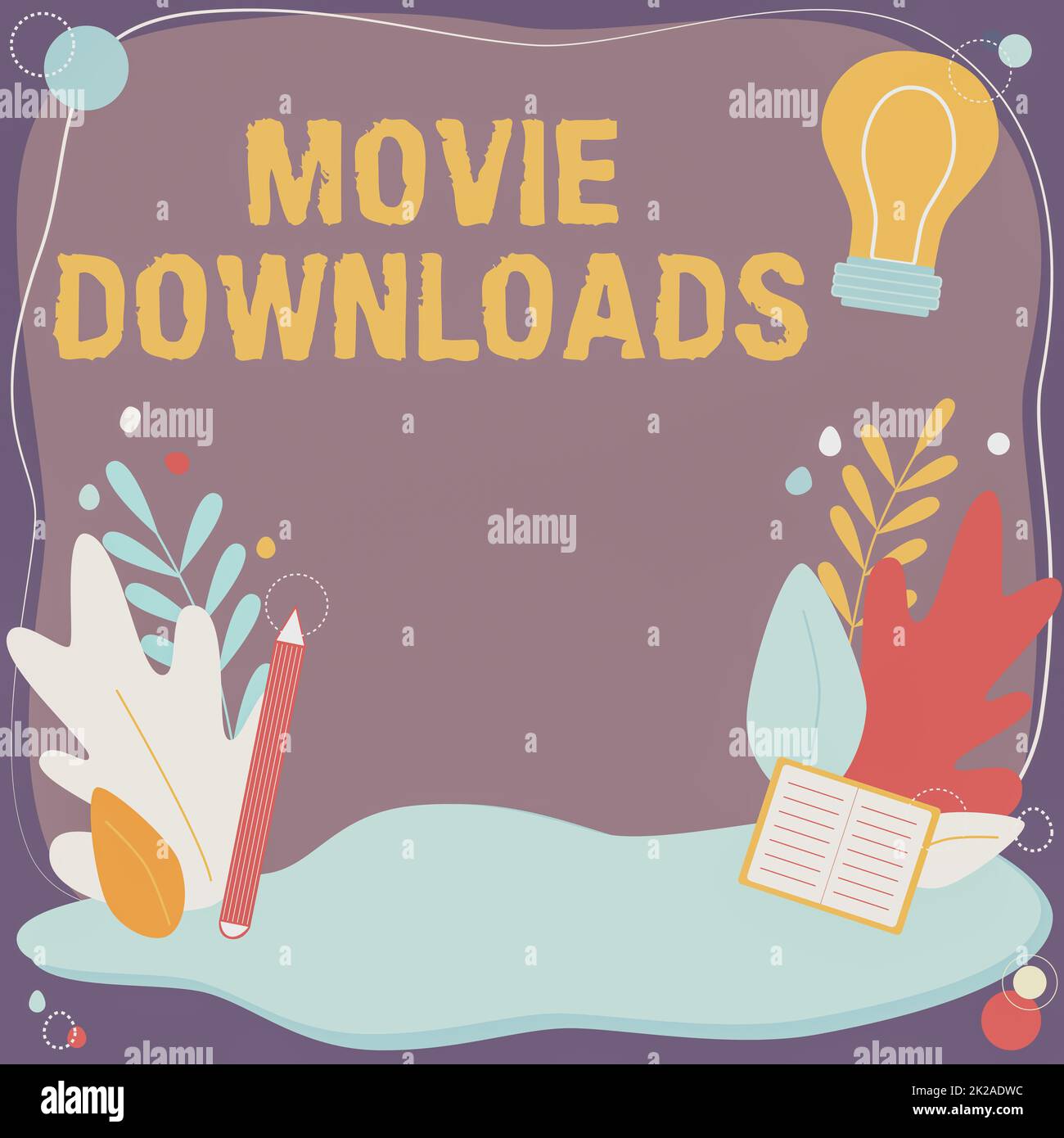 Inspiration showing sign Movie Downloads. Business overview transfers entire film for local storage and later use Text Frame Surrounded With Assorted Flowers Hearts And Leaves Stock Photo