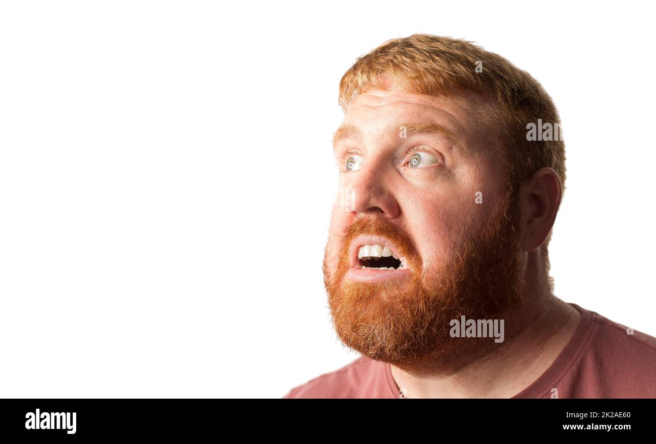 Scared looking male looking to the side. Stock Photo