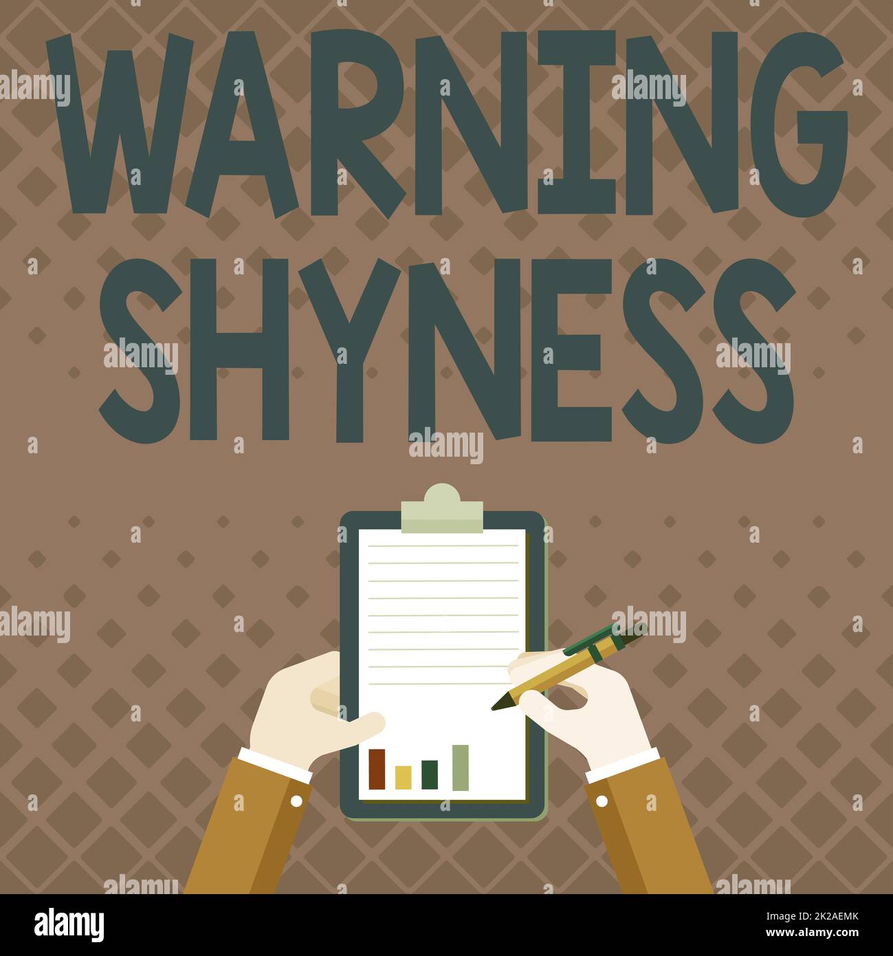Conceptual display Warning Shyness. Business showcase Lack of confidence Not able to speak out or express oneself Business Associate Holding Clipboard Documenting Reports With Pen. Stock Photo