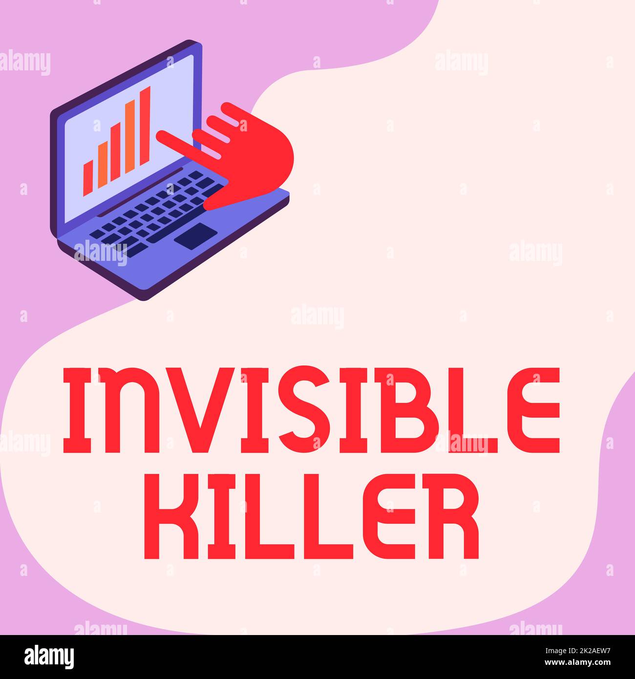 Text caption presenting Invisible Killer. Internet Concept presence into the air of a substance which are harmful Laptop Drawing Showing Graph Growth Hand Pointing Screen. Stock Photo