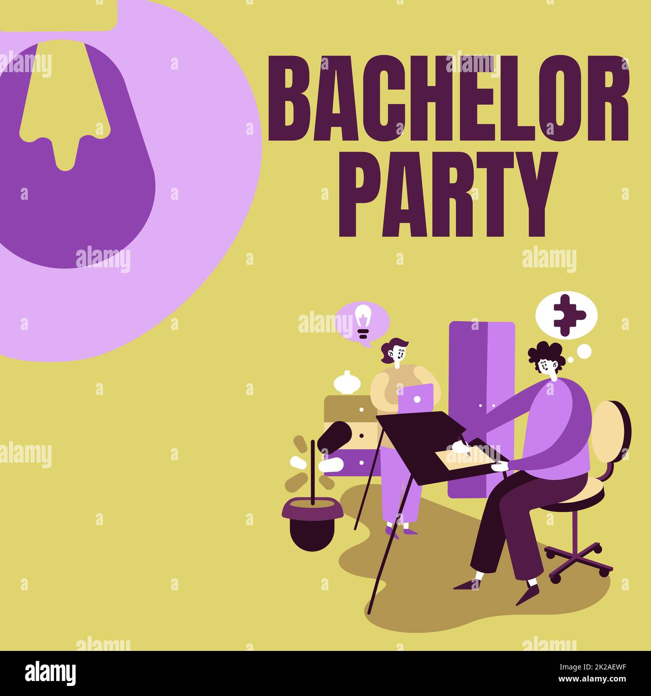 Inspiration showing sign Bachelor Party. Concept meaning Party given for a man who is about to get married Stag night Partners Sharing New Ideas For Skill Improvement Work Strategies. Stock Photo
