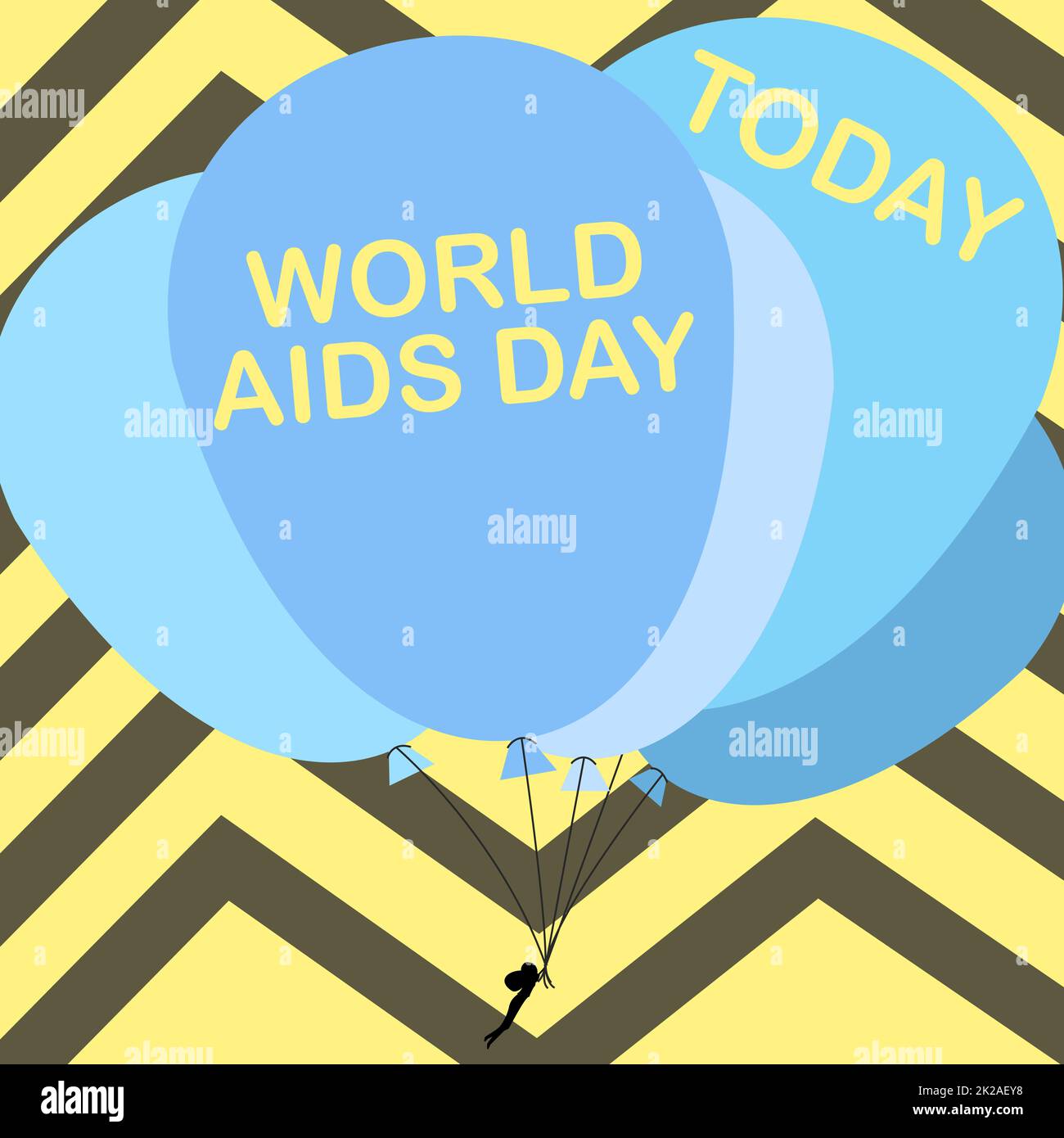 Text sign showing World Aids Day. Business idea World Aids Day Man Holding Colorful Balloons Drawing Flying Around Striped Background. Stock Photo