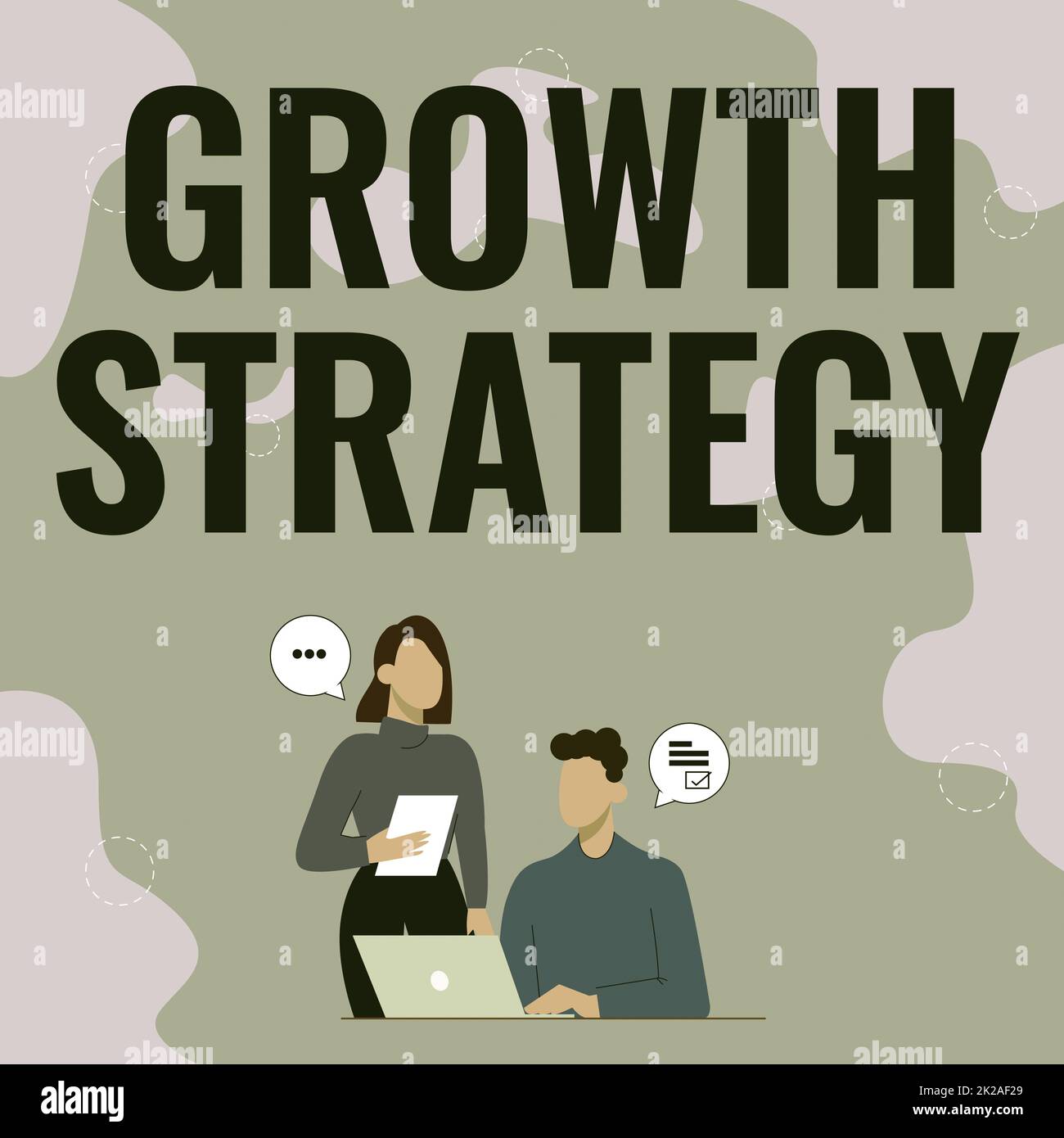 Conceptual caption Growth Strategy. Business approach Strategy aimed at winning larger market share in shortterm Partners Sharing New Ideas For Skill Improvement Work Strategies. Stock Photo