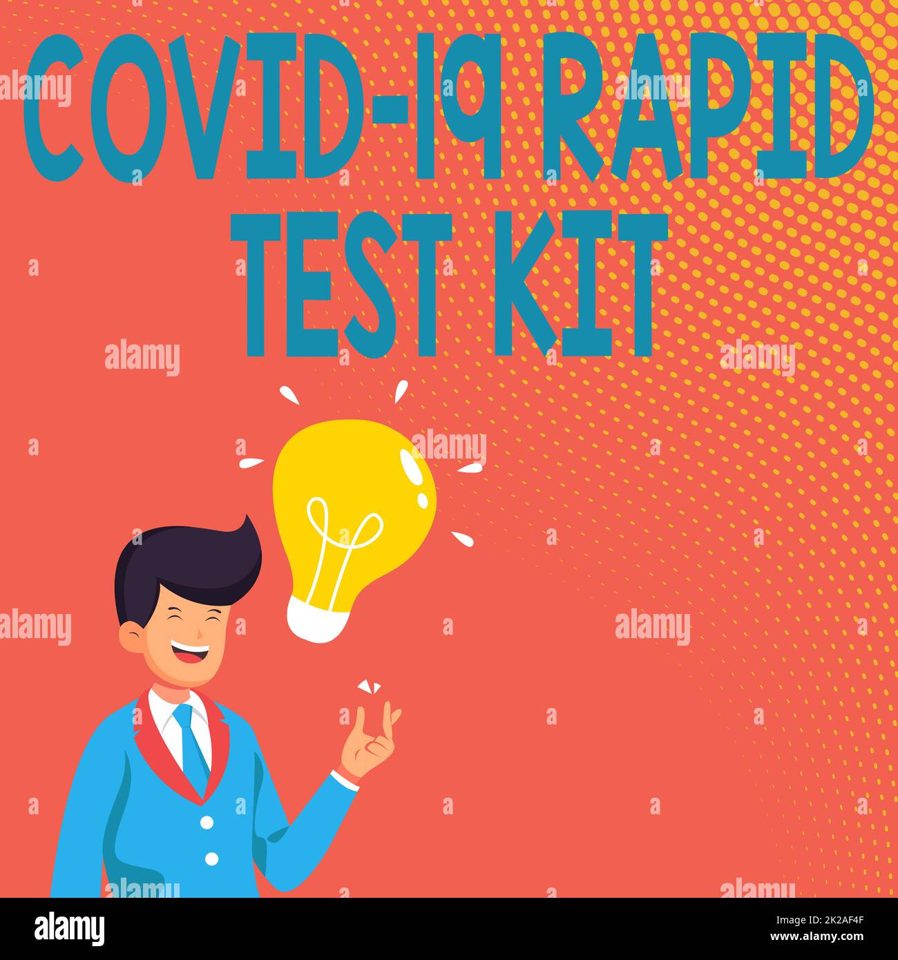 Handwriting text Rapid Test Kit. Business overview Emergency medical diagnostic equipment that deliver fast results Gentleman Drawing Standing Having New Idea Presented With Light Bulb. Stock Photo