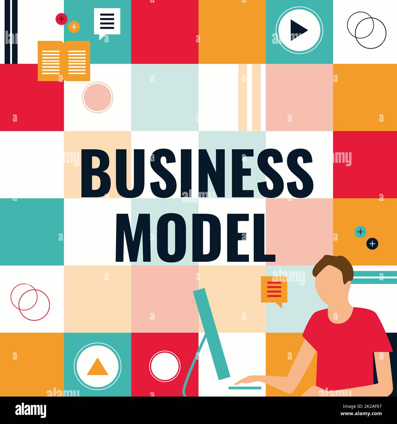 Text caption presenting Business Model. Concept meaning Identifying