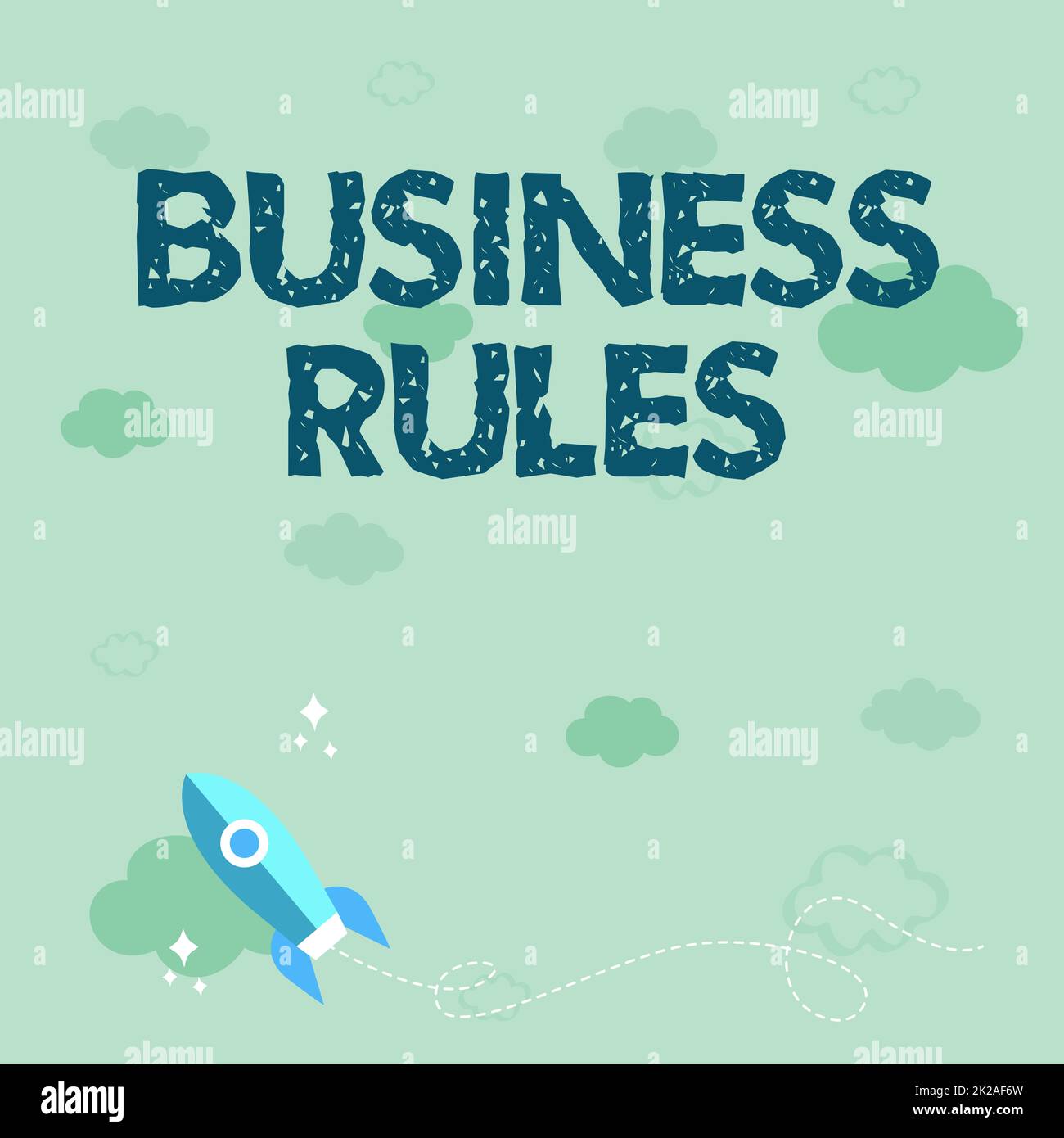 Text sign showing Business Rules. Business showcase a specific directive that constrains or defines a business Rocket Ship Launching Fast Straight Up To The Outer Space. Stock Photo