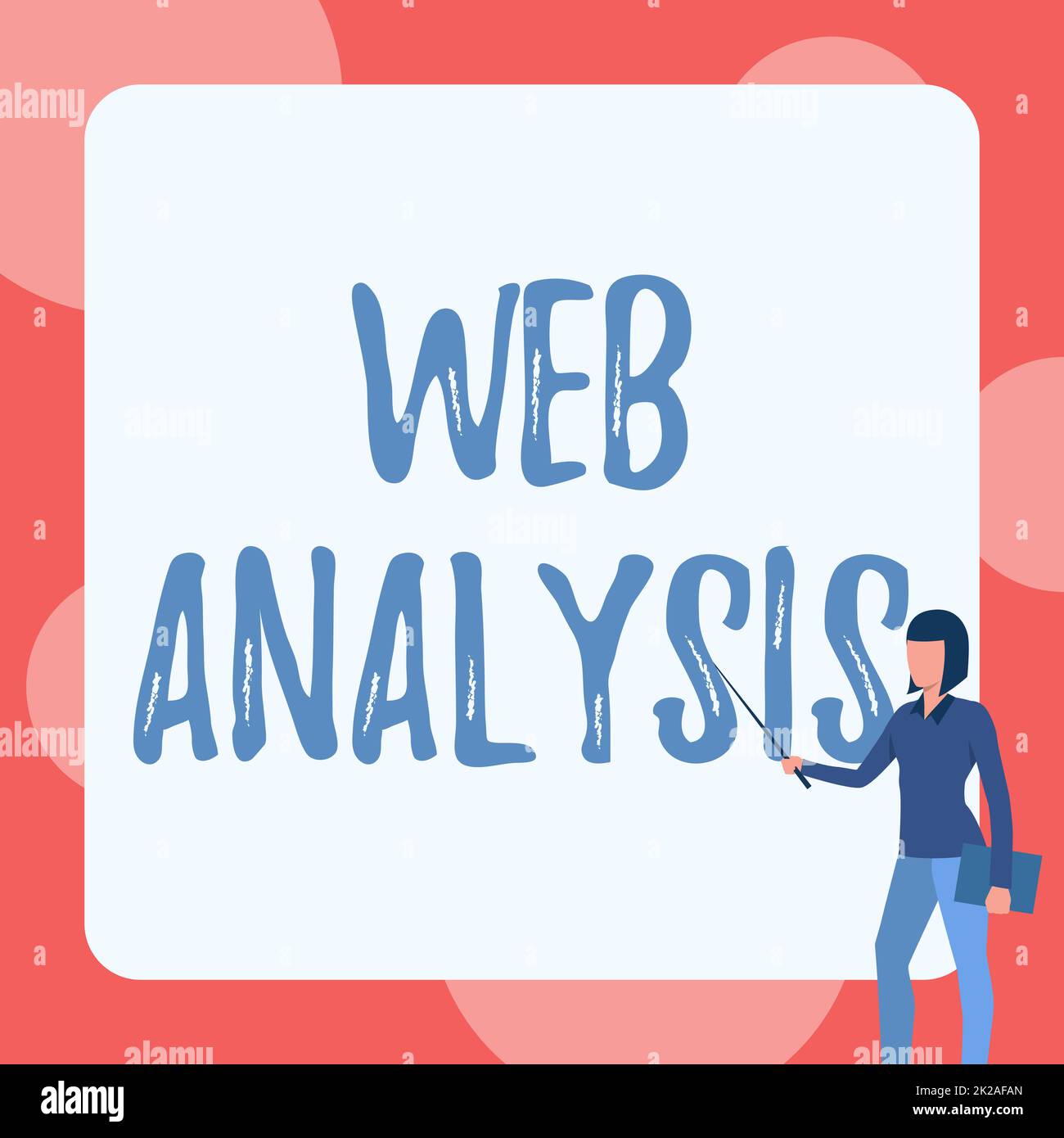 Writing displaying text Web Analysis. Business overview Web Analysis Lady Standing Holding Notebook While Pointing Stick In Blank Whiteboard. Stock Photo
