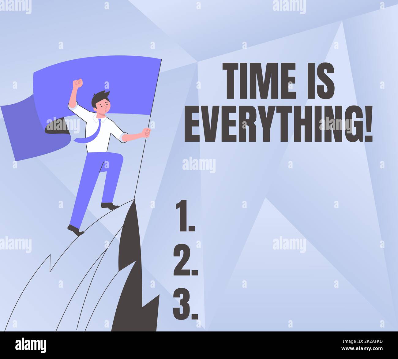 Text sign showing Time Is Everything. Business concept significance of time greatly influence the outcome of an event Man On A Mountain Drawing Proud Of His Climbing Success To The Clouds. Stock Photo
