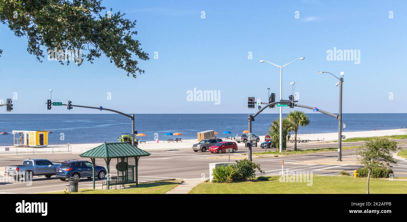 Beach view in Biloxi Mississippi Stock Photo