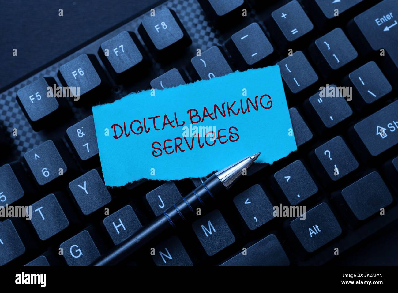 Text caption presenting Digital Banking Services. Business overview Business, technology, internet and networking Setting Up New Online Blog Website, Typing Meaningful Internet Content Stock Photo