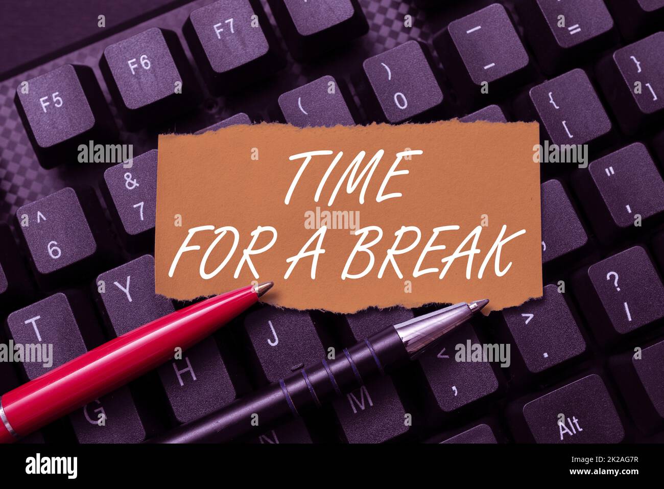 Hand writing sign Time For A Break. Concept meaning a schedule when workers stop working for a brief period Connecting With Online Friends, Making Acquaintances On The Internet Stock Photo