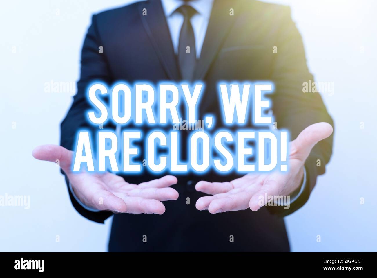 Handwriting text Sorry, We Are Closed. Concept meaning apologize for shutting off business for specific time Presenting New Plans And Ideas Demonstrating Planning Process Stock Photo