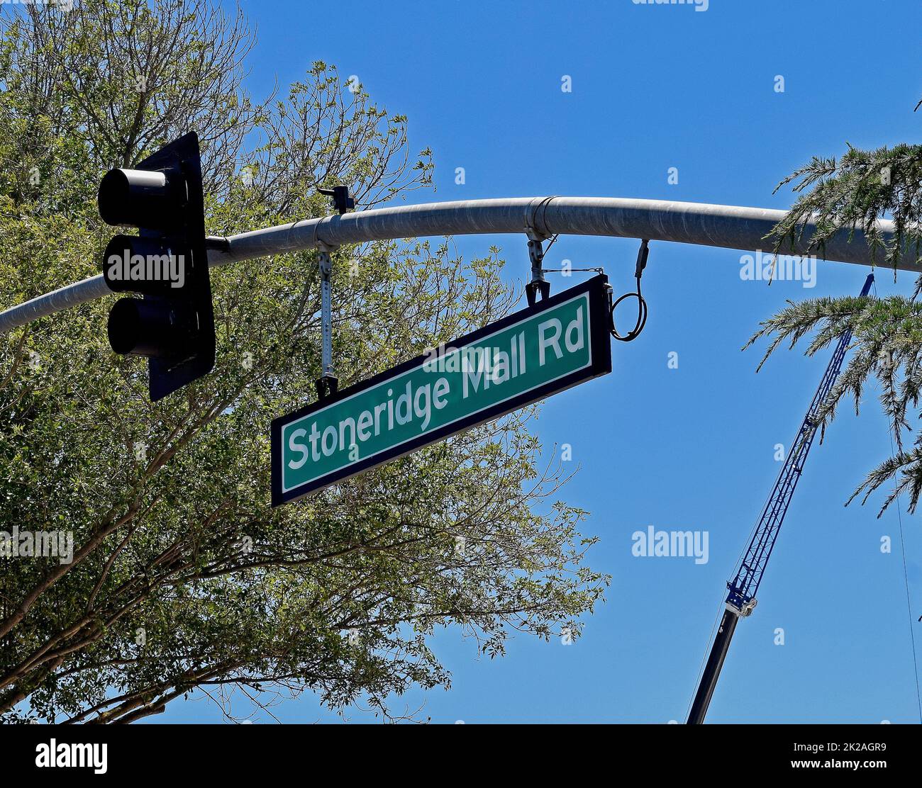Stoneridge Mall Road sign in Pleasanton, California, USA Stock Photo