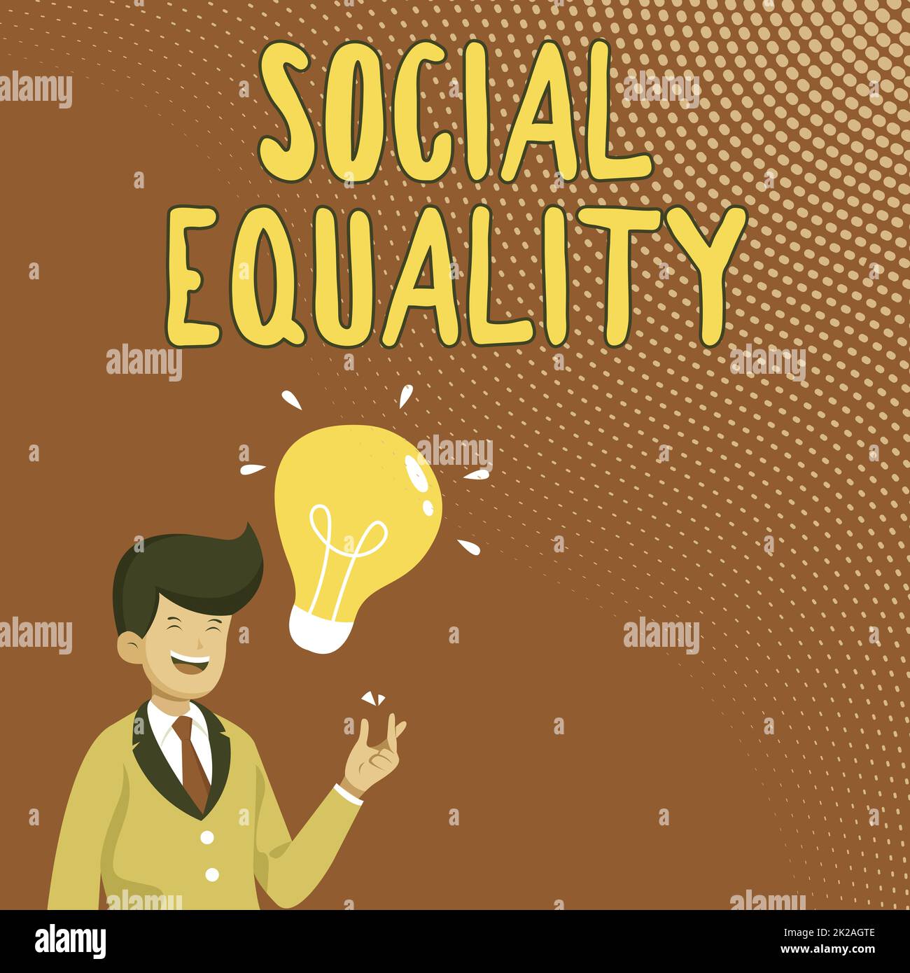 Text caption presenting Social Equality, Concept meaning applies concerns of justice and fairness to social policy Gentleman Drawing Standing Having N Stock Photo