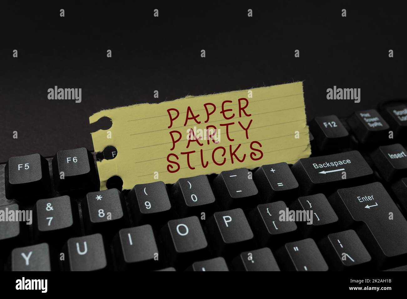 Sign displaying Paper Party Sticks. Business idea hard painted paper shaped used for signs and emoji Programmer Creating New Software, Coder Typing Programming Language Stock Photo