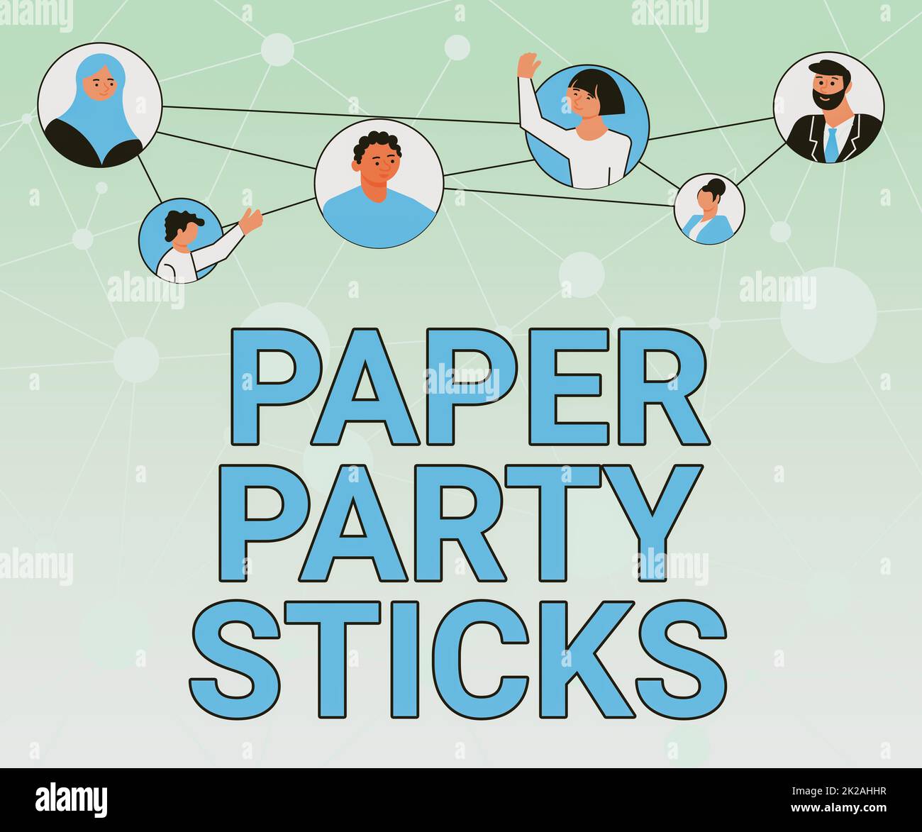 Inspiration showing sign Paper Party Sticks, Business concept hard painted paper shaped used for signs and emoji Different People In Circles Chatting Stock Photo