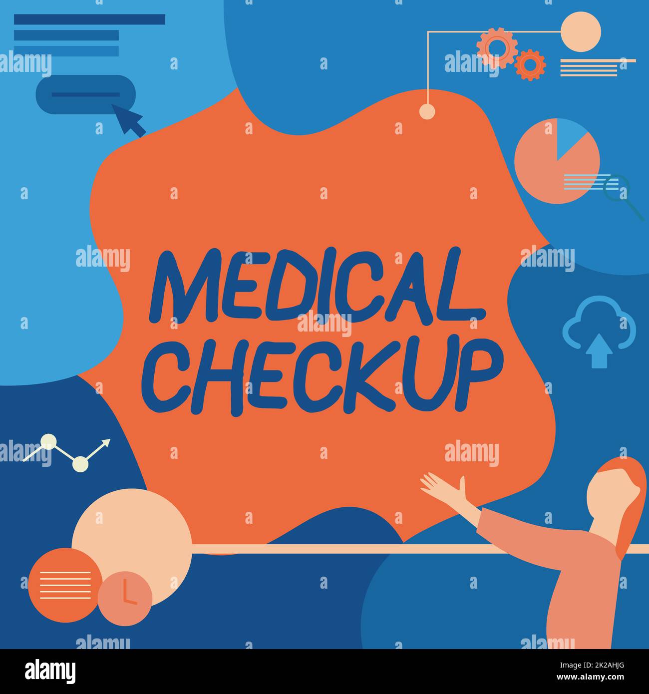 Text caption presenting Medical Checkup, Business idea the examination