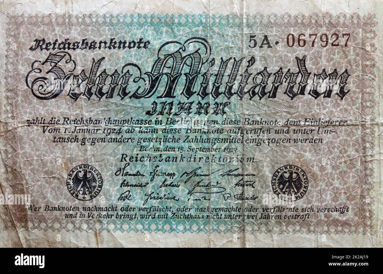 Vintage German Paper Money Stock Photo
