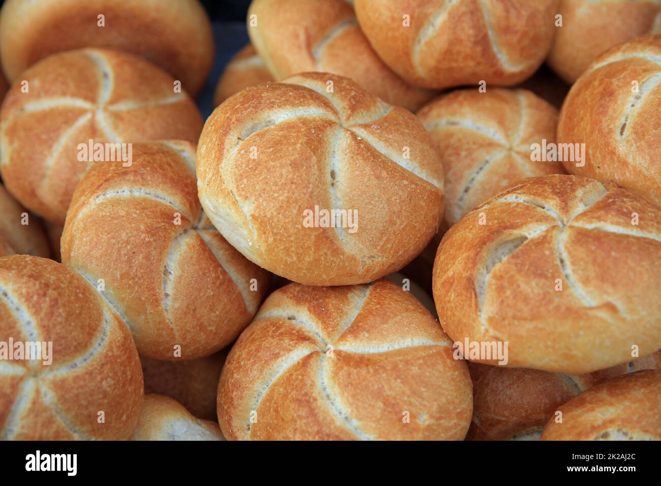 German Bun Rolls in a Basket Stock Photo Alamy