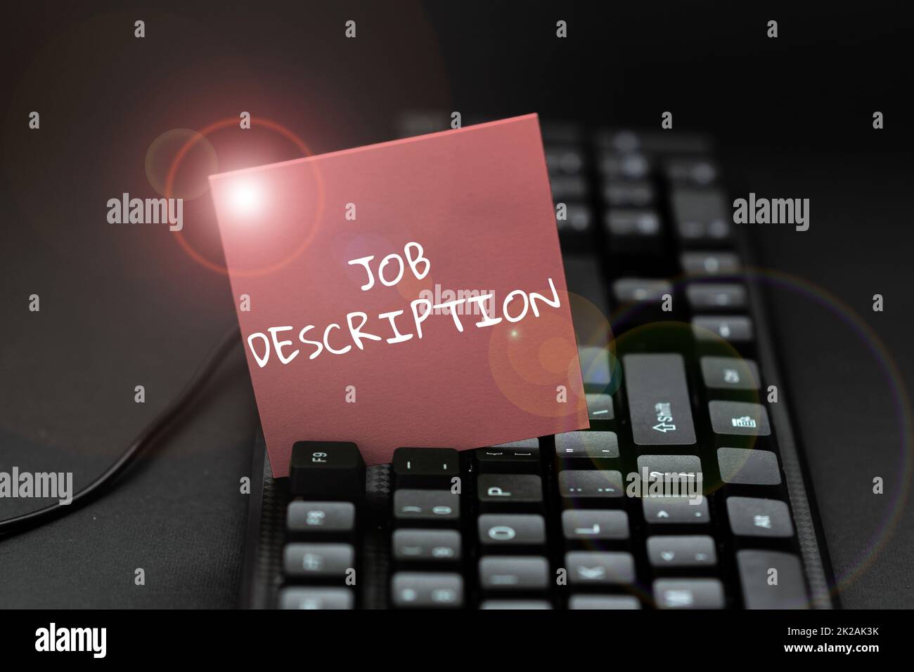Text showing inspiration Job Description. Business approach written narrative showing the requirements of the project Typing Program Schedule, Retyping And Debugging Program String Codes Stock Photo