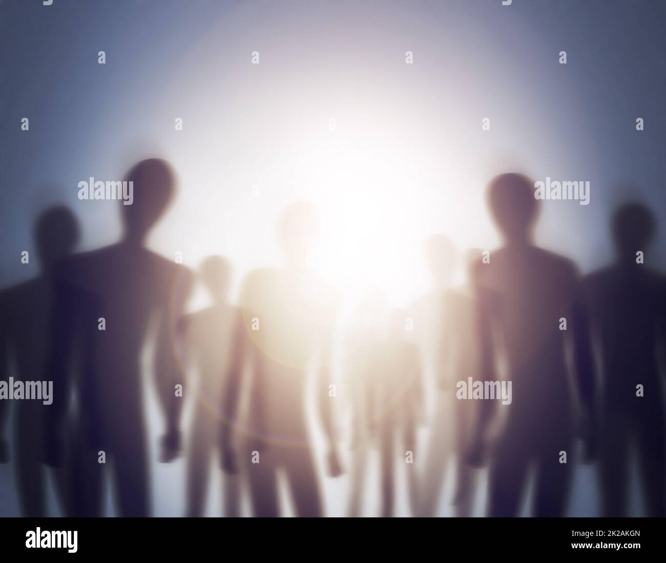 The mothership has arrived. Conceptual image of a group of aliens. Stock Photo
