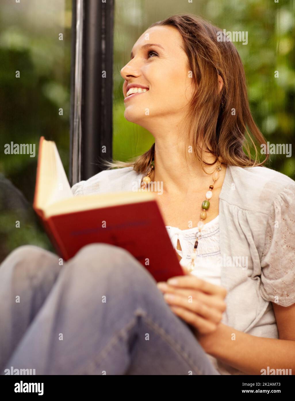 Woman reading a book at the window hi-res stock photography and images ...