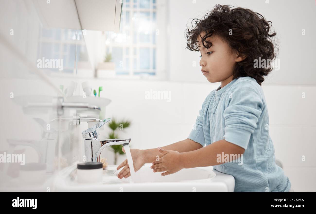 Kids need to keep their hands clean. Shot of an adorable little boy