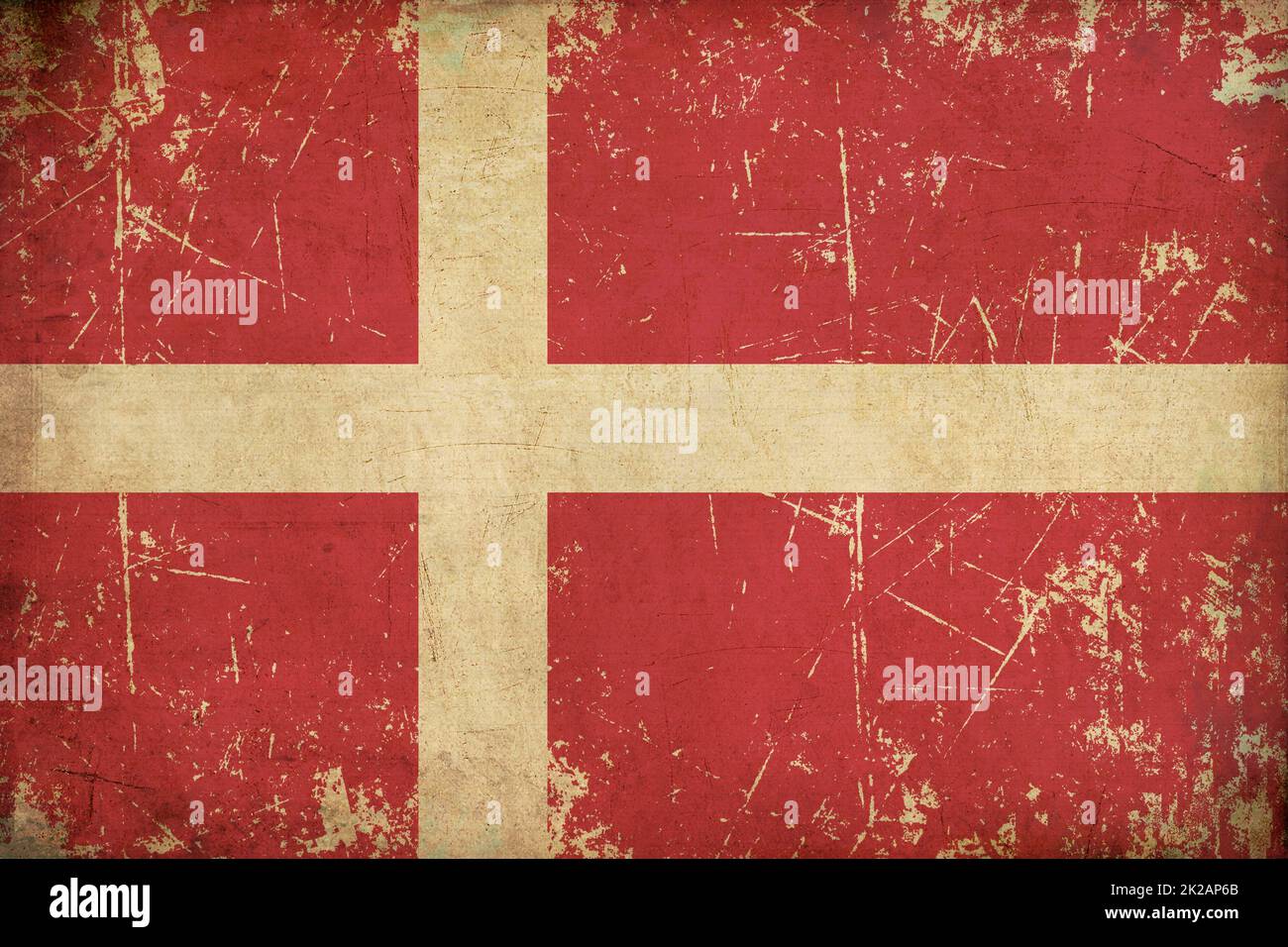 Danish Flag Flat Aged Stock Photo