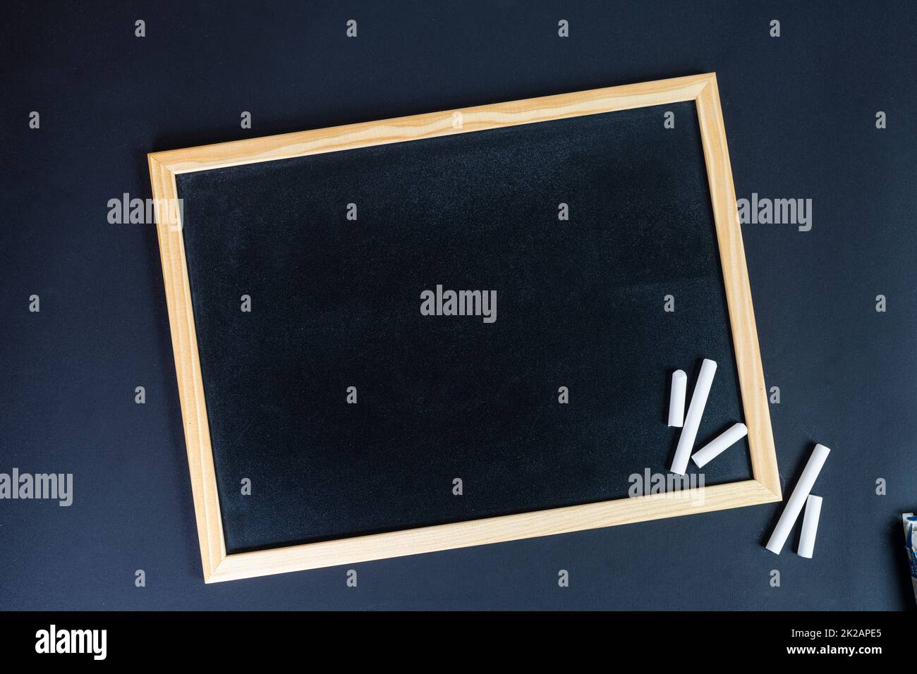 a blank black chalkboard Stock Photo