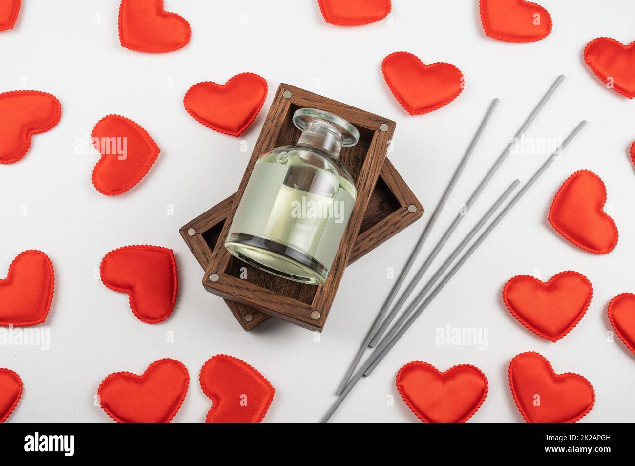 Valentine day white wood background Stock Photo Alamy