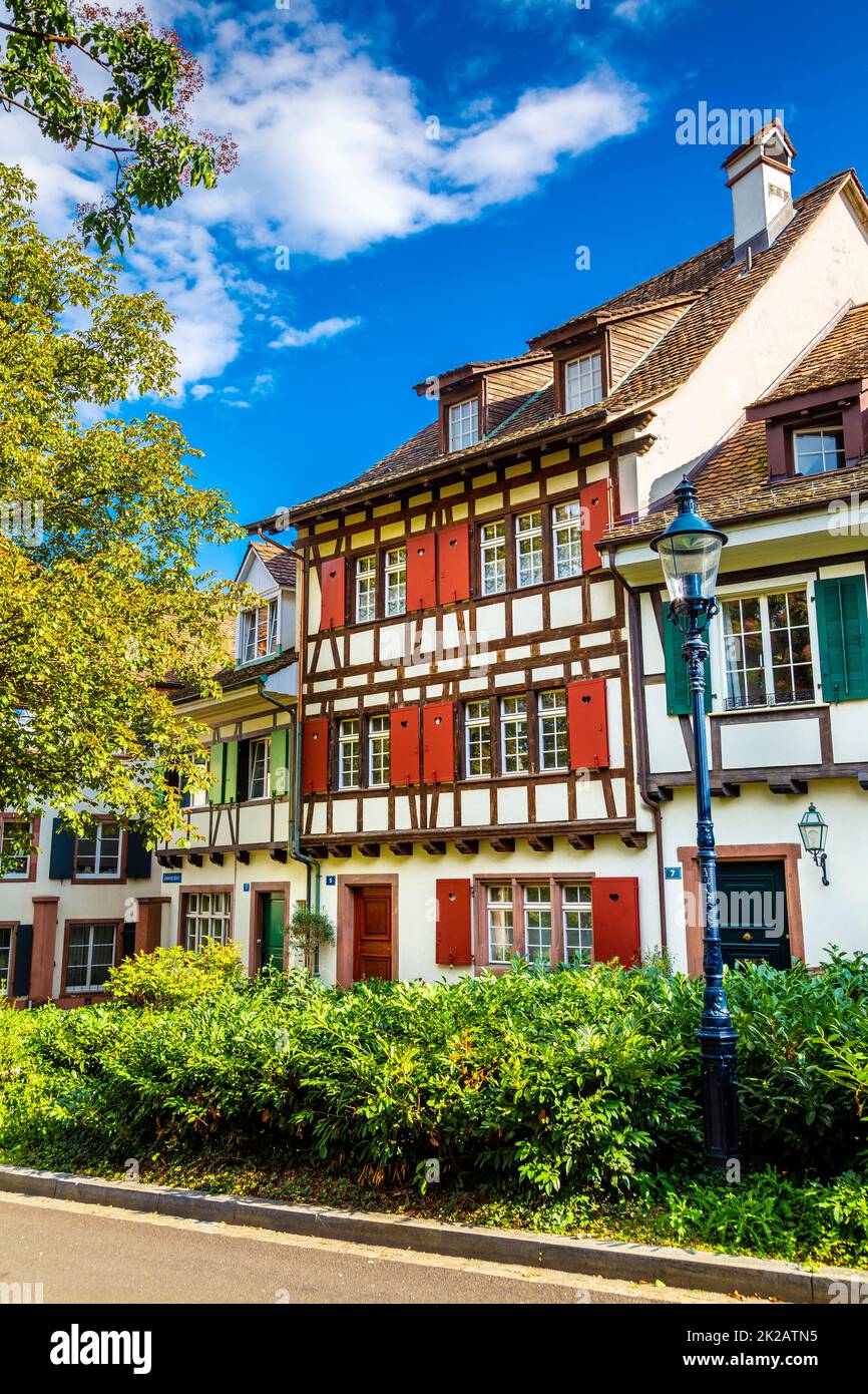 Colourful half-timbered houses in Spalengraben near Spalentor, Basel, Switzerland Stock Photo