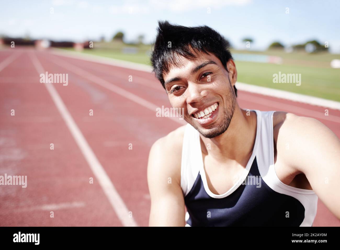 Hes got a winning smile. Portrait of a smiling young sportsman. Stock Photo