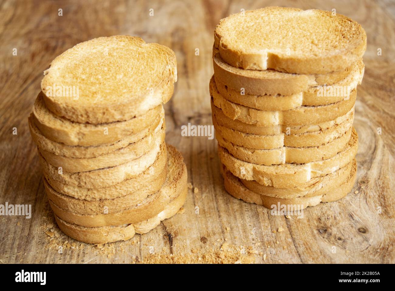two stack of rusks Stock Photo - Alamy