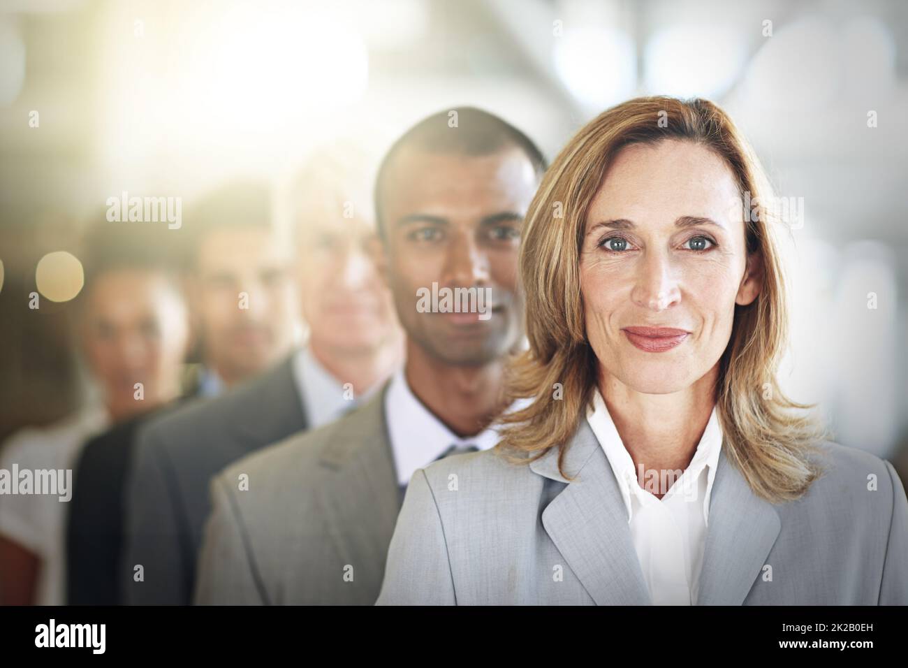 Ill lead my team to success. Cropped portrait of a group of diverse businesspeople standing in a line. Stock Photo