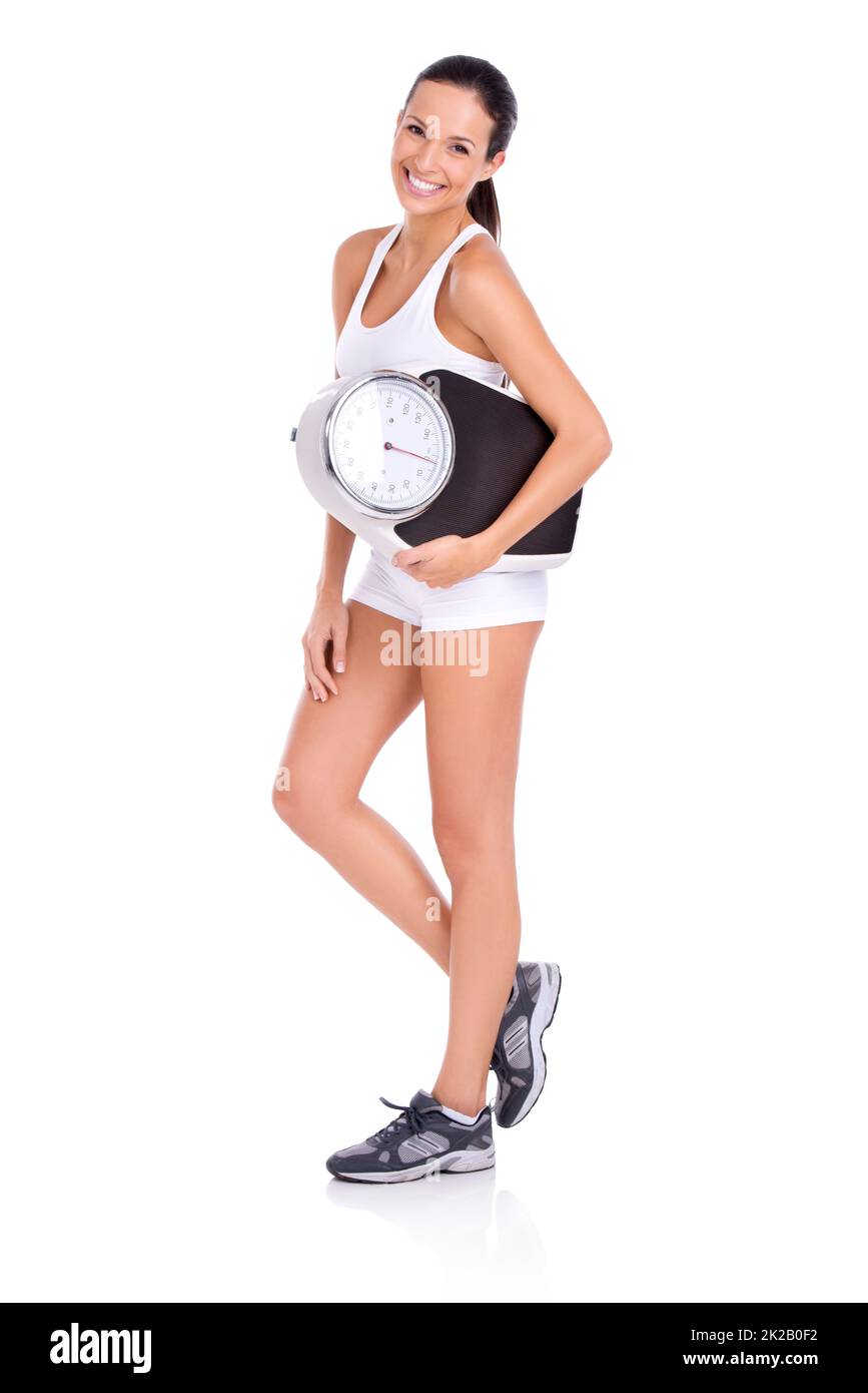 Anybody need a scale I dont. Studio portrait of a fit young woman