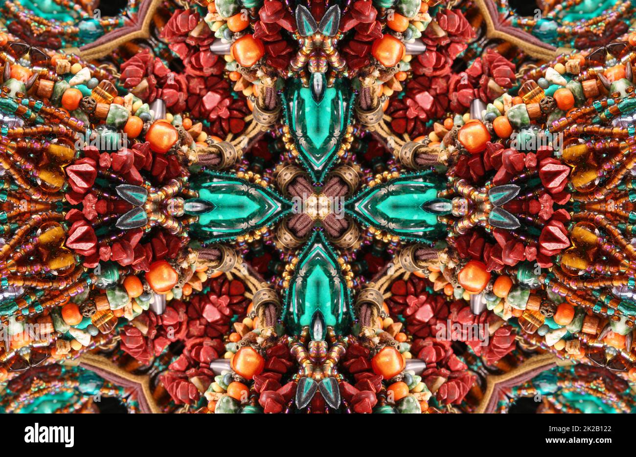 Native American Style Abstract Background Kaliedoscope Beads Stock Photo