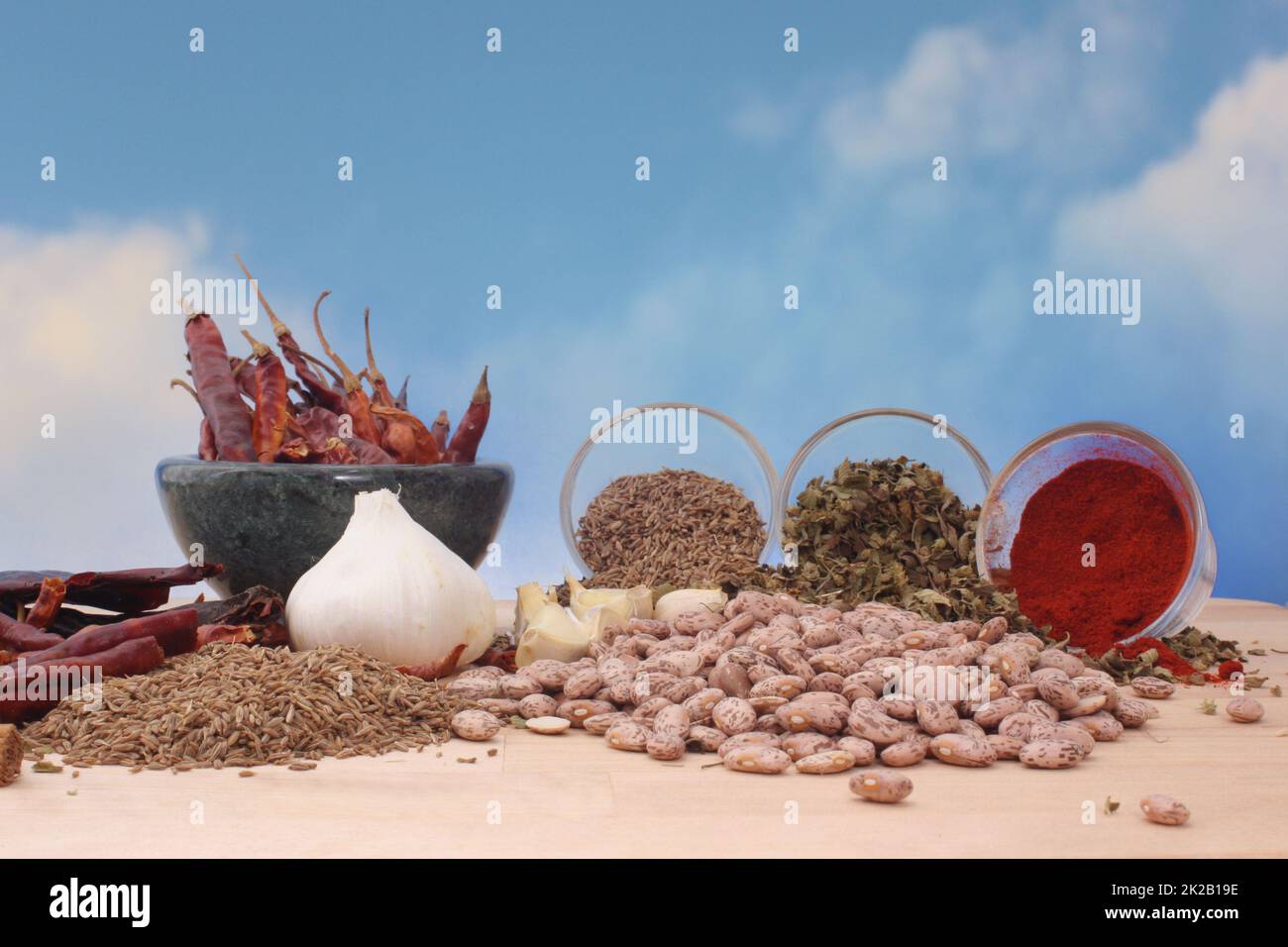 Spices Pinto Beans With Paprika and Mexican Oregano Stock Photo Alamy