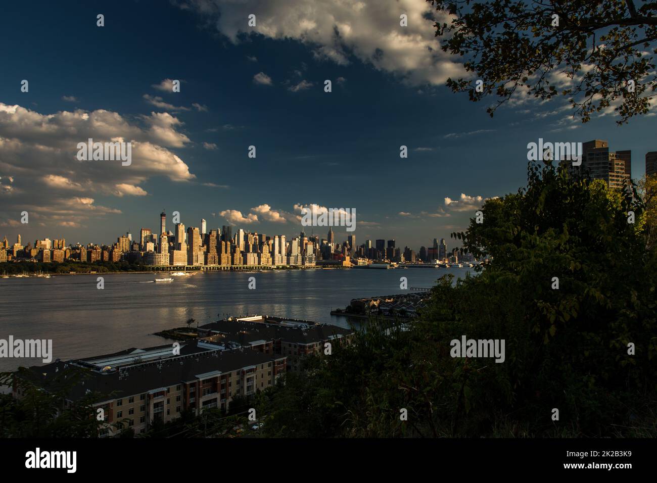 New York City NYC Manhattan Downtown Skyline, viewed from Jersey City, New Jersey, USA. Stock Photo