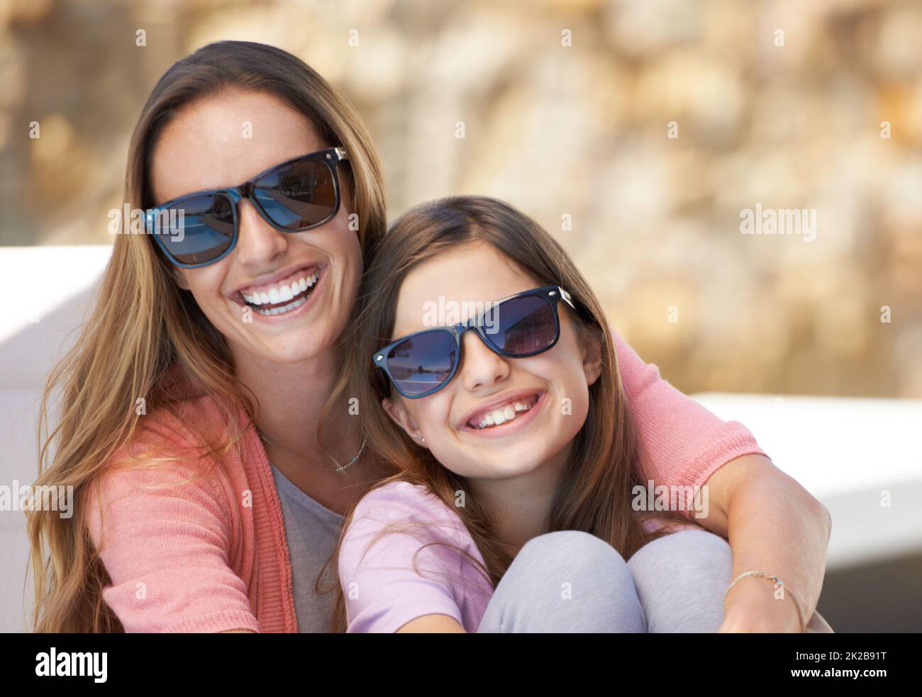 Two of a kind. Portrait of a mother and daughter spending time together in the outdoors. Stock Photo